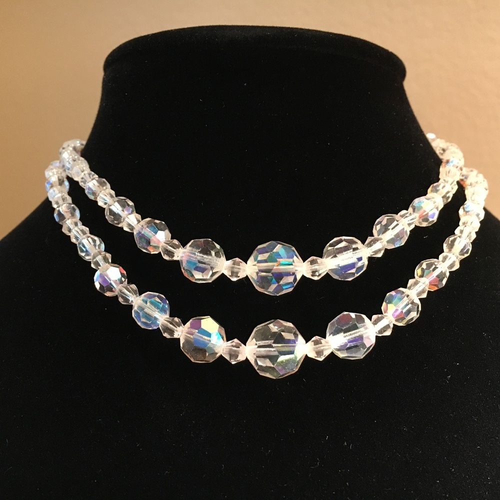 Vintage Opalescent Beaded Choker Necklace